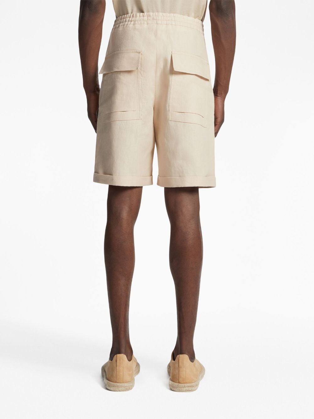 elasticated-waist linen shorts - 5