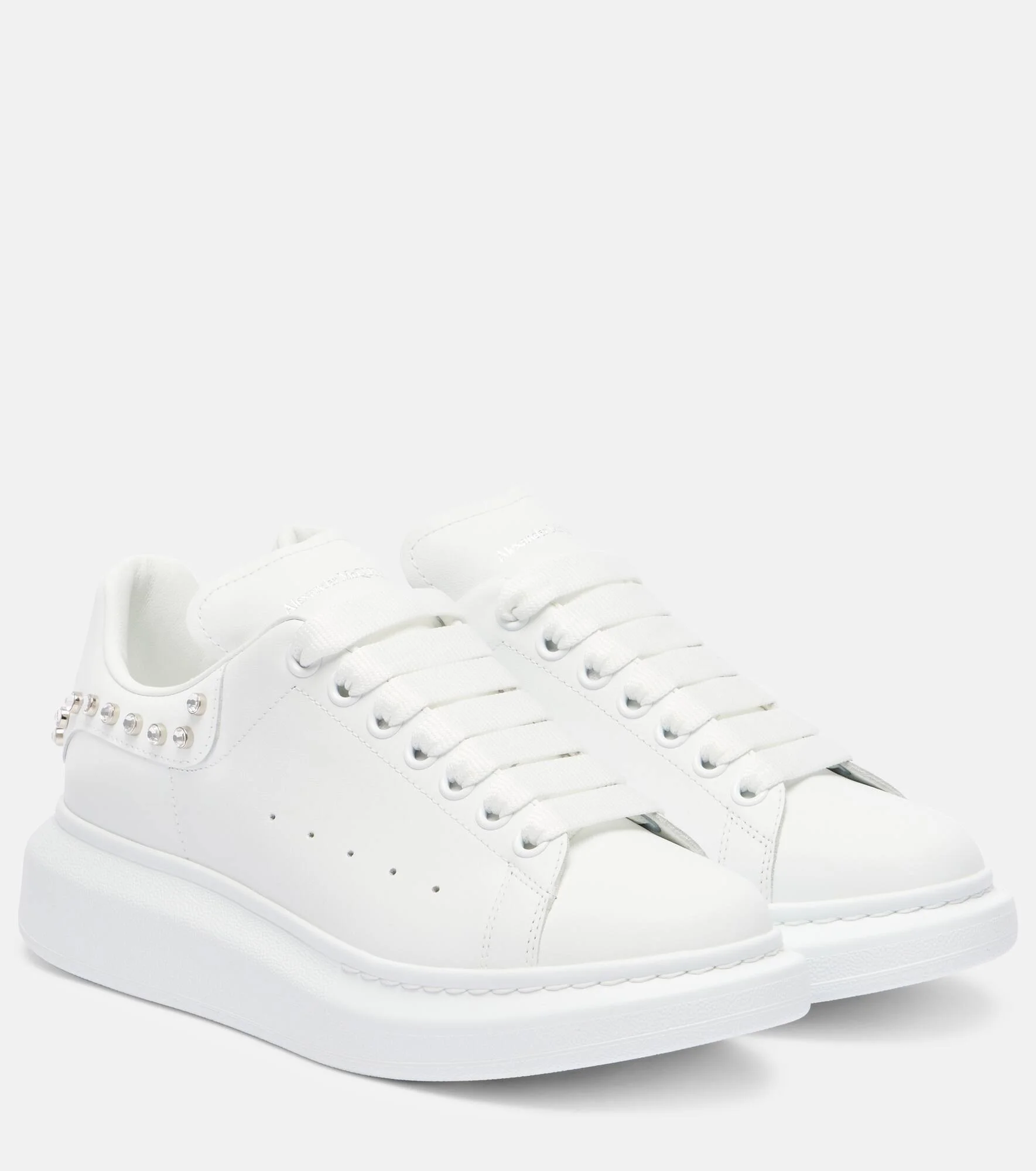 Oversized embellished leather sneakers - 1