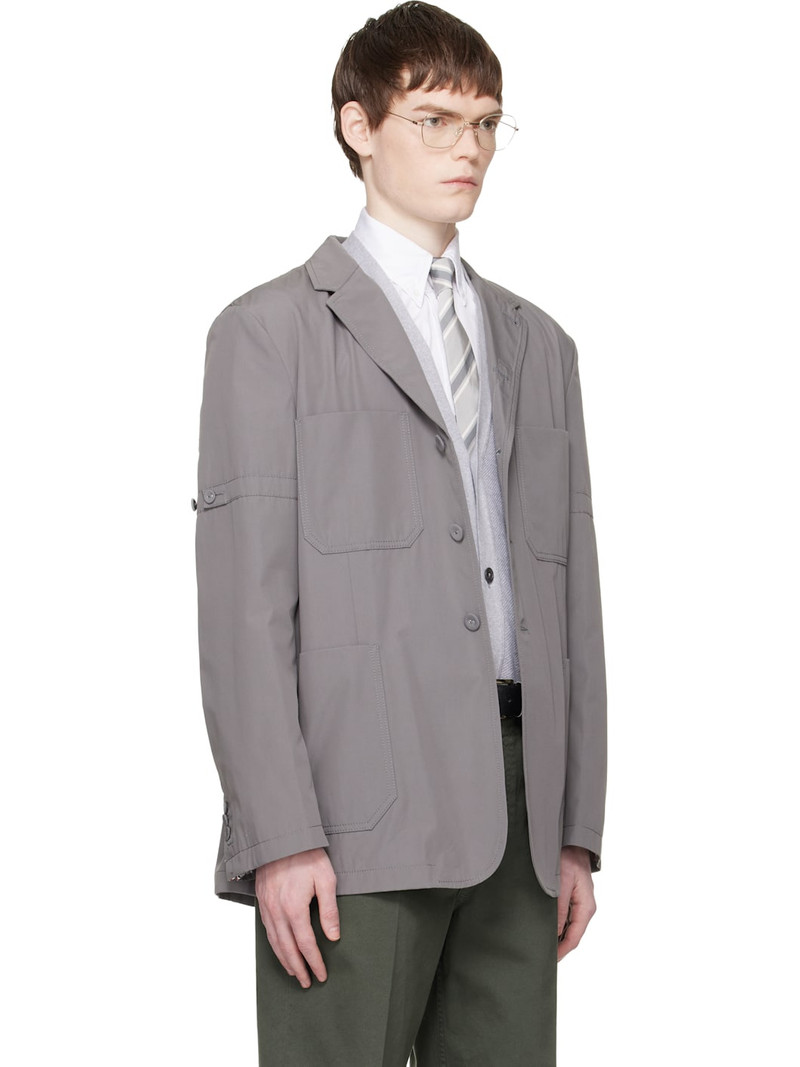 Gray Cotton Suiting Armband Unconstructed Blazer 2