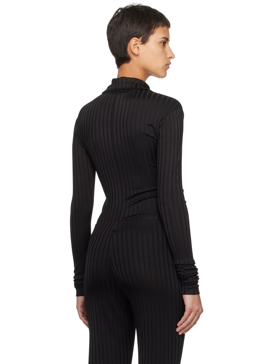 Black Zip Turtleneck - 3