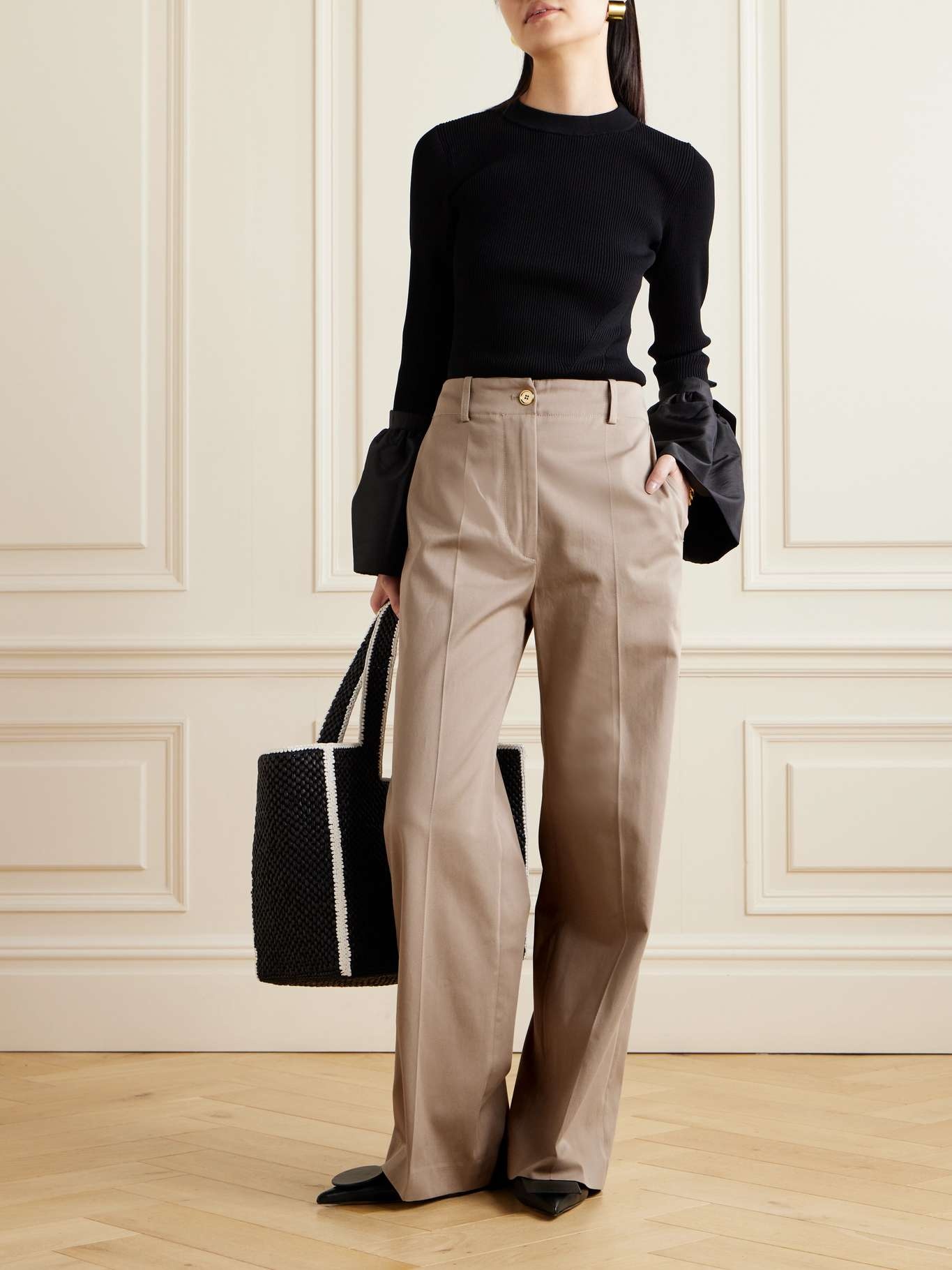 Cotton-twill wide-leg pants - 2