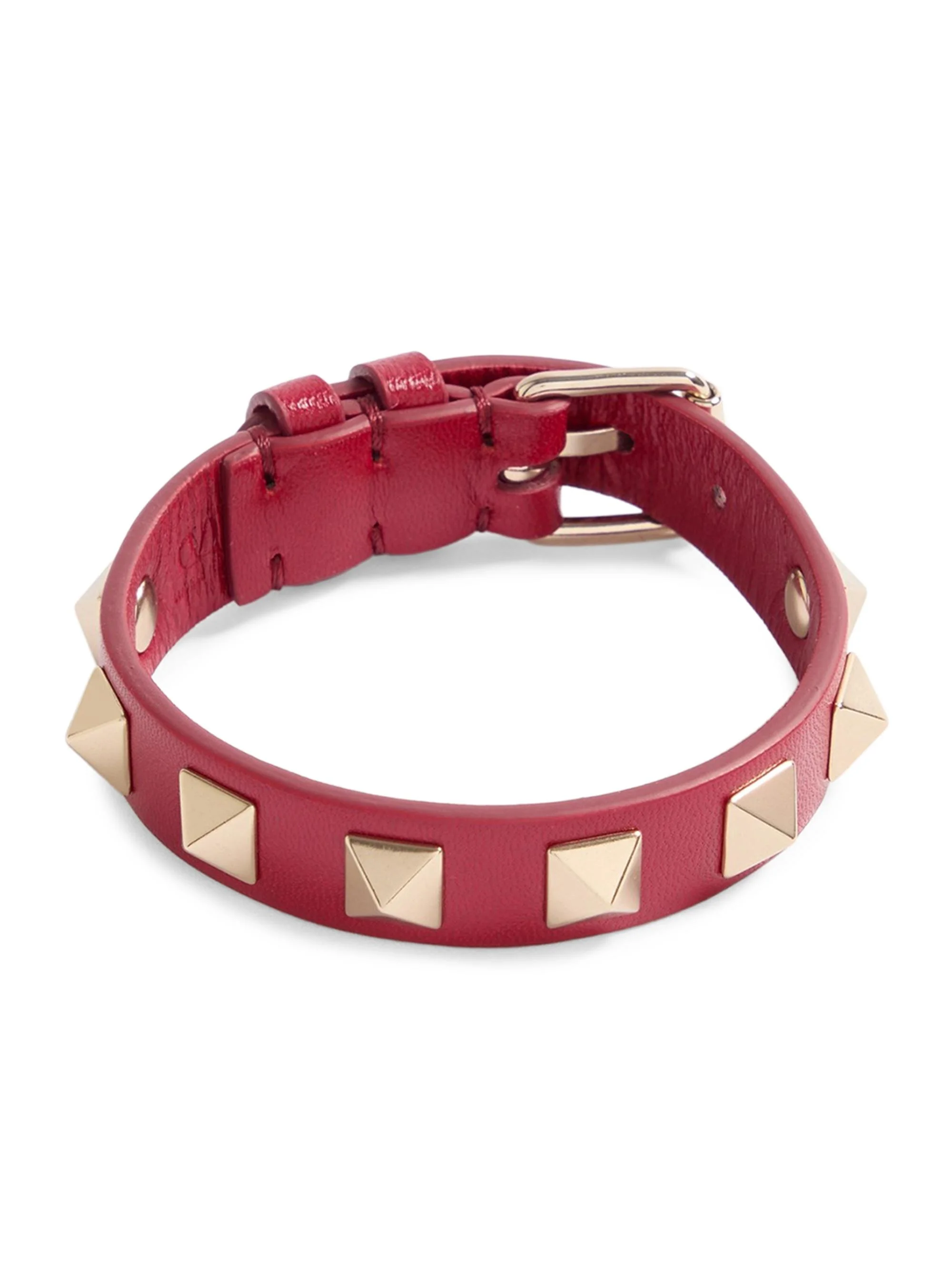 Women's Rockstud Leather Bracelet - Red - 1
