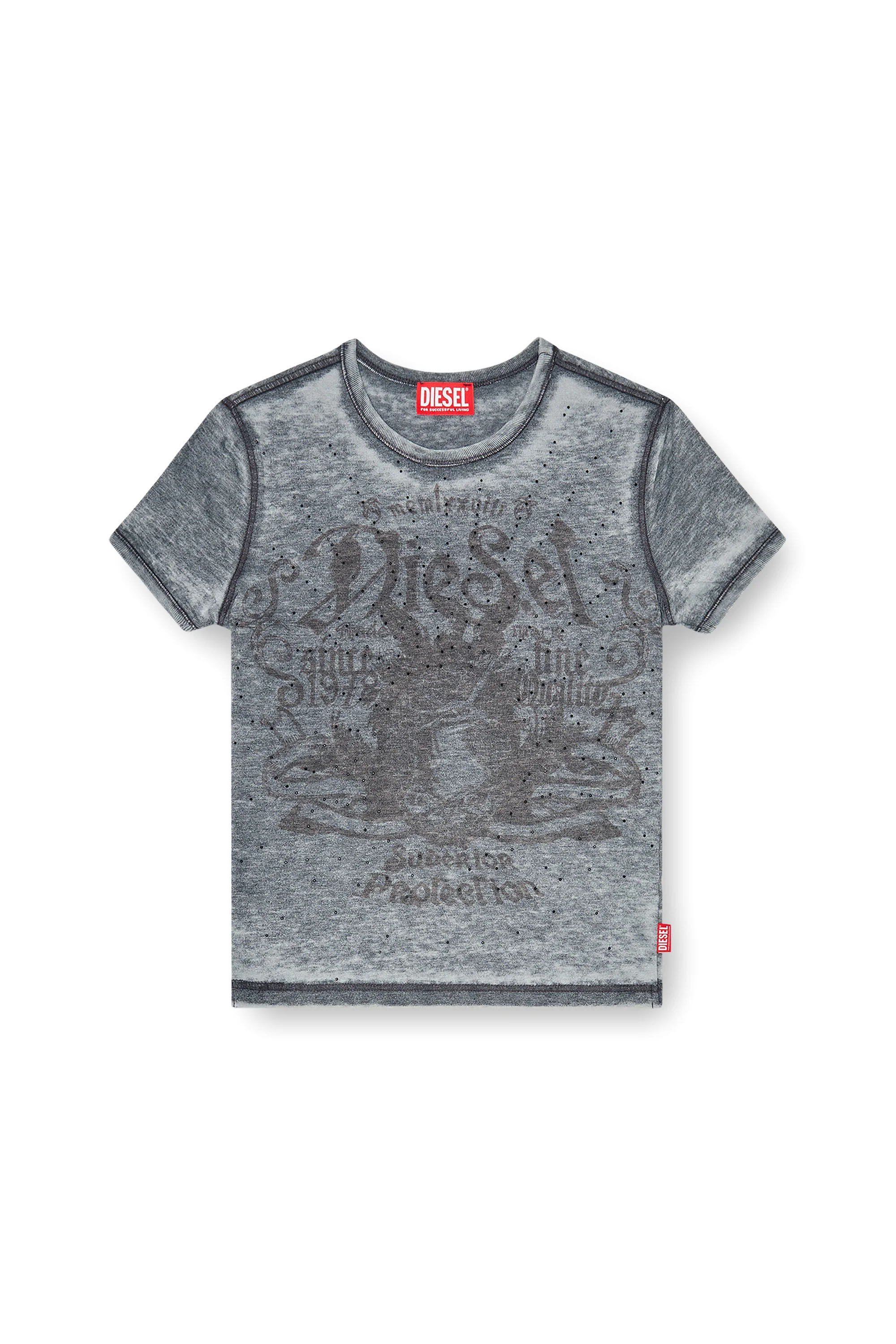 SLIM JERSEY T-SHIRT WITH PRINT AND STUDS - 1