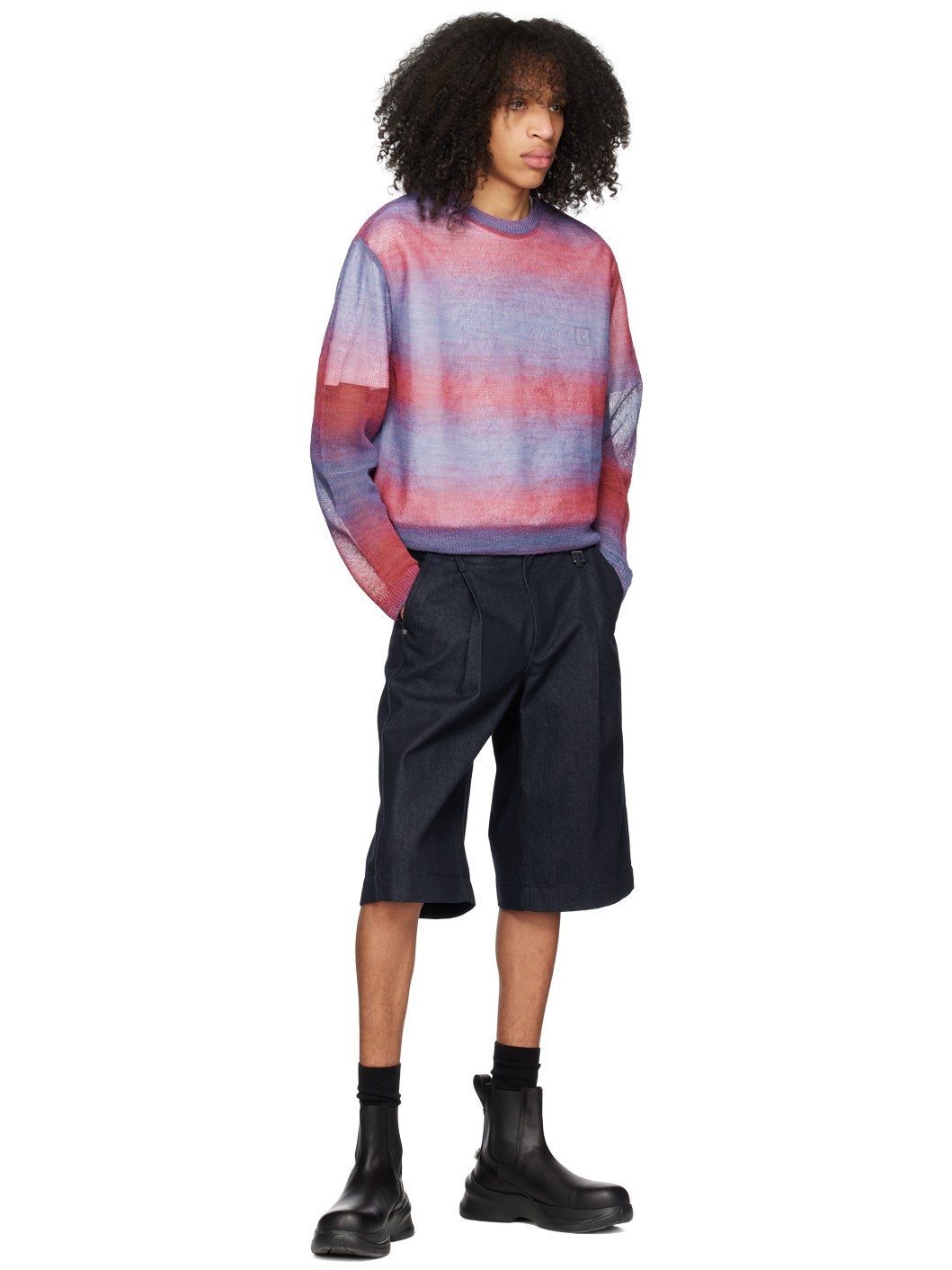 Pink & Purple Gradient Stripe Sweater - 4