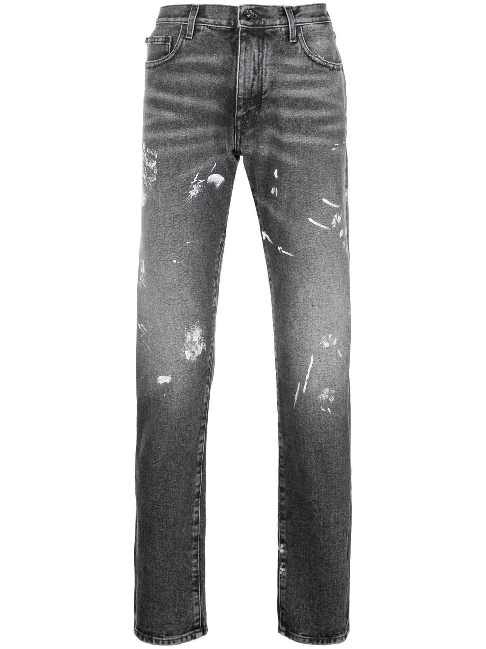 Diag-stripe distressed jeans - 1