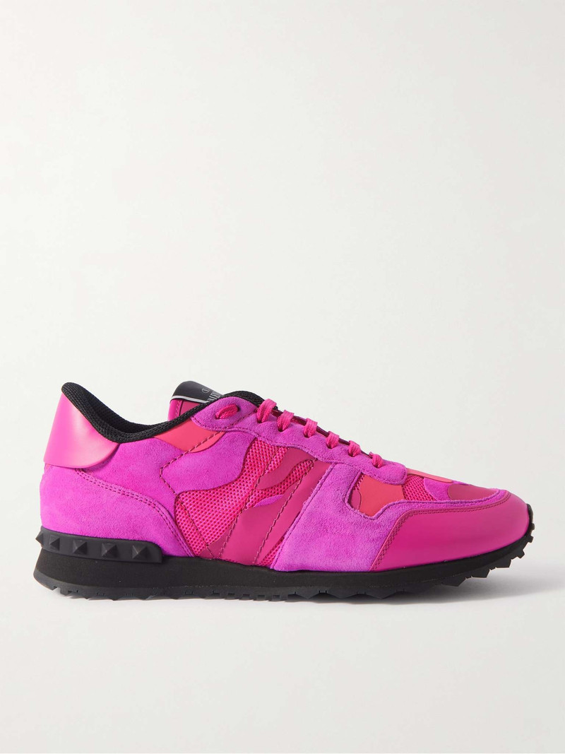 Valentino Garavani Rockrunner Suede, Leather and Mesh Sneakers 1