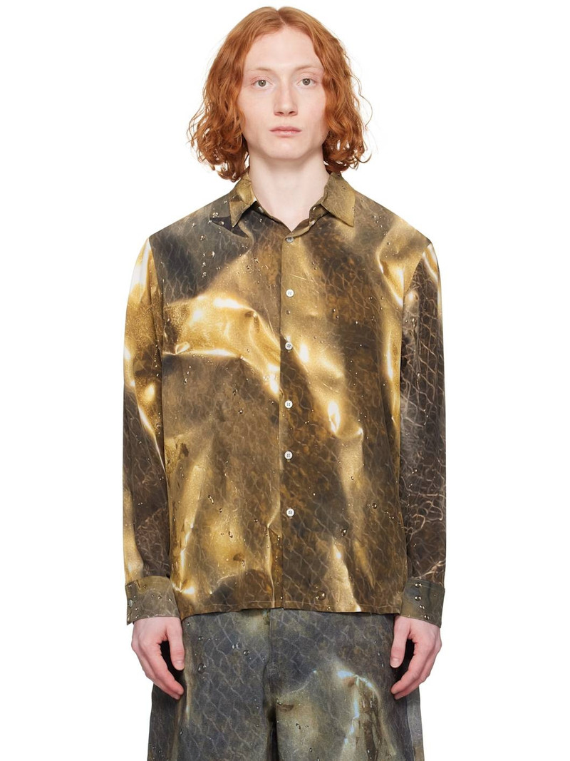 Beige & Brown Golden Hour Silk Shirt 1