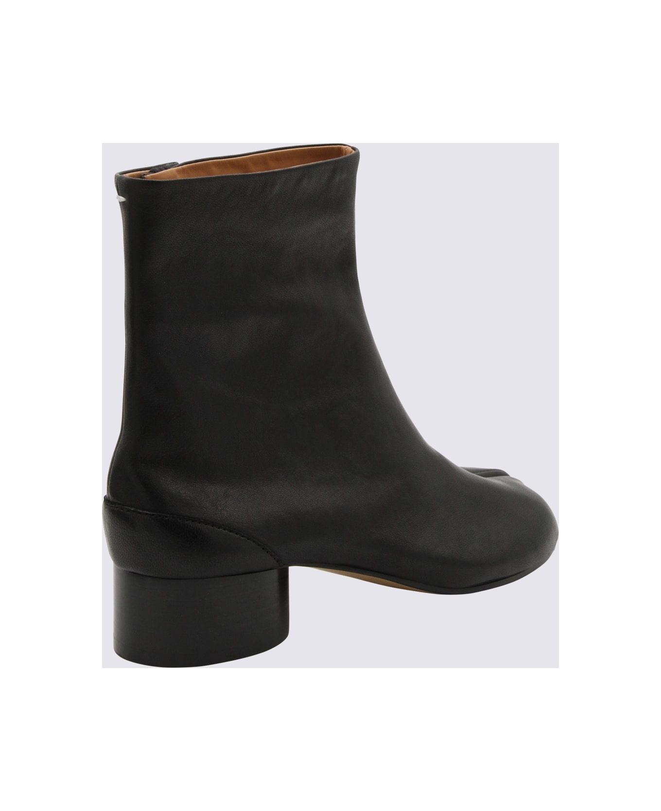 Black Leather Tabi Boots - 2