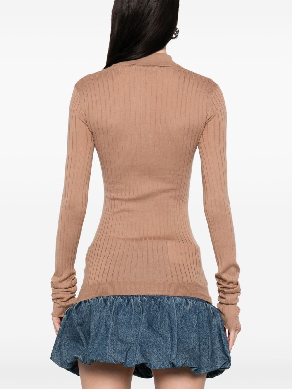 chunky-ribbed polo top - 4