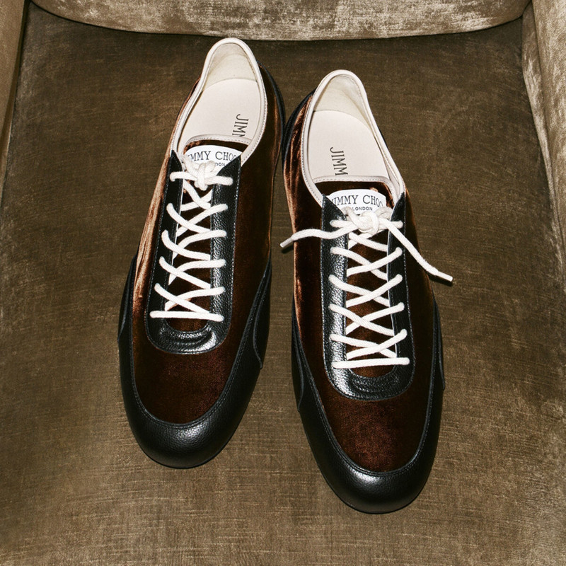 Sunny M Bronze Mix Leather and Velvet Low Top Trainers 6
