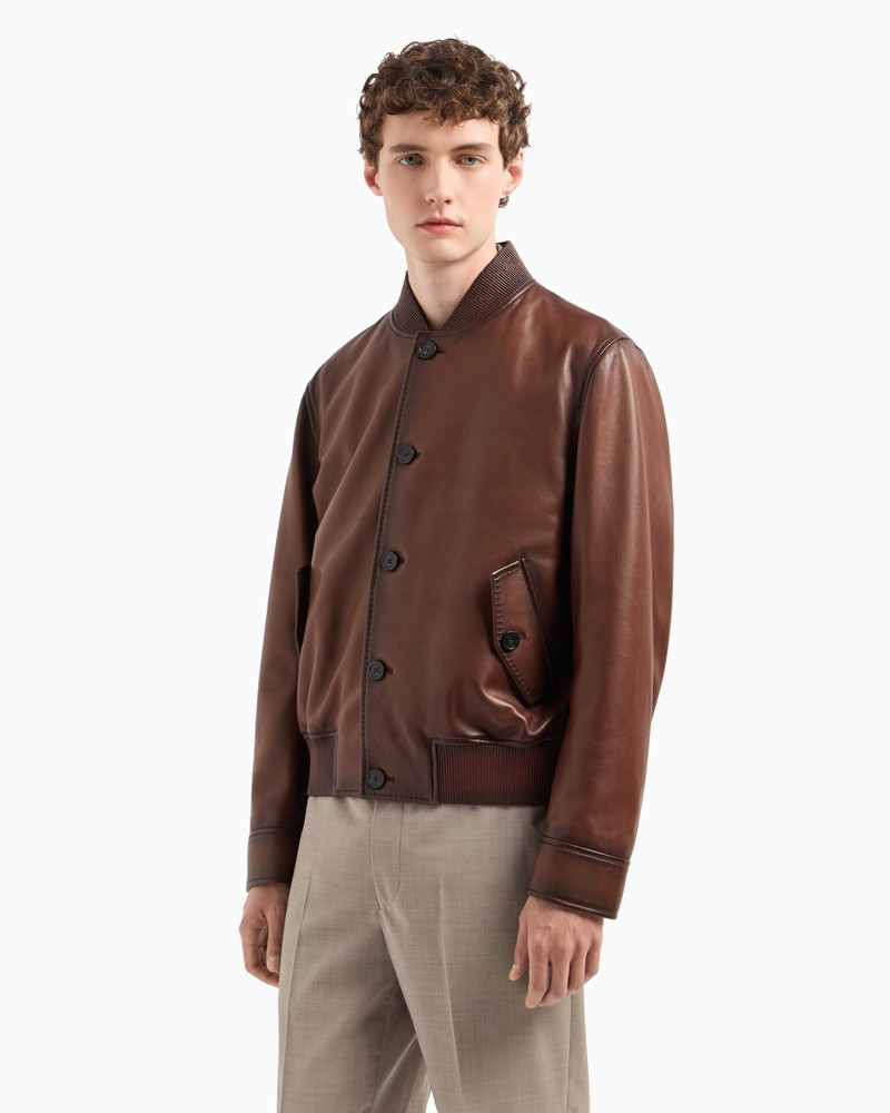 EMPORIO ARMANI BLOUSON IN SUPPLE NAPPA LAMBSKIN WITH SHADING outlook