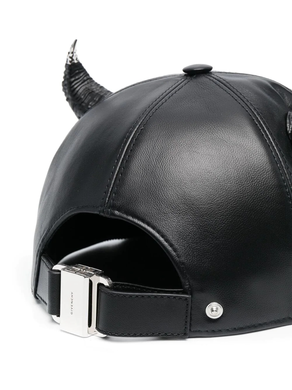 horn-detail leather cap - 2