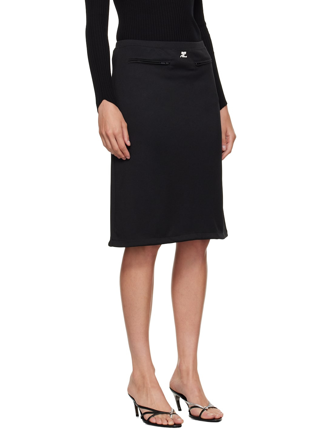 Black Interlock Tracksuit Midi Skirt - 2