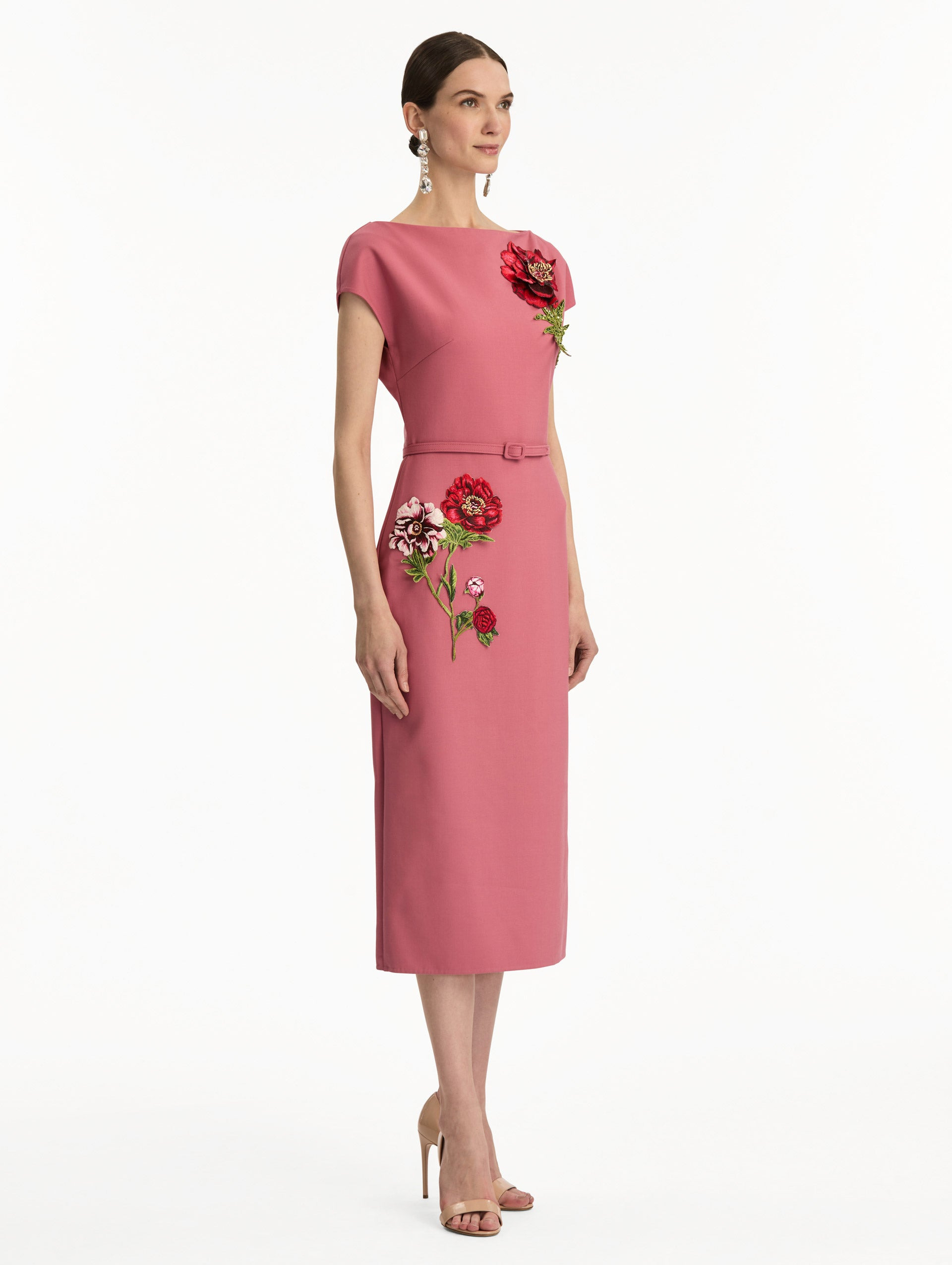 PEONY EMBROIDERED WOOL DRESS - 4