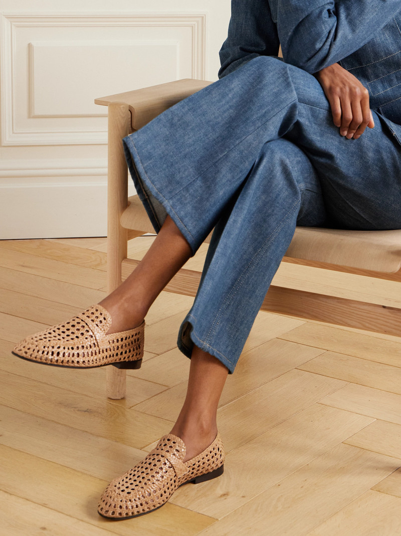 Loro Piana Leon Woven Leather Loafers outlook