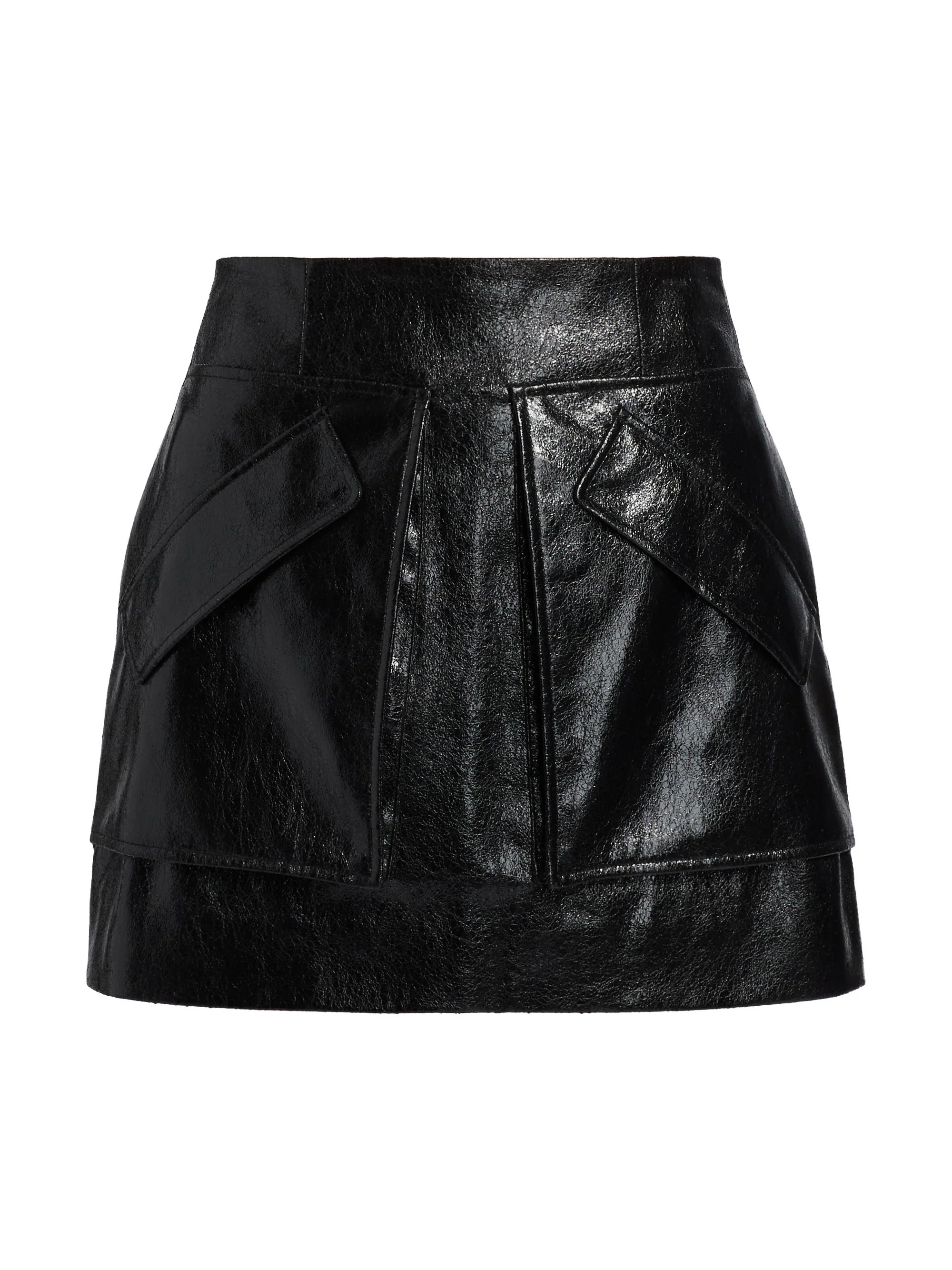 Women's Cherry Metallic Faux-Leather A-Line Miniskirt - Black - 1