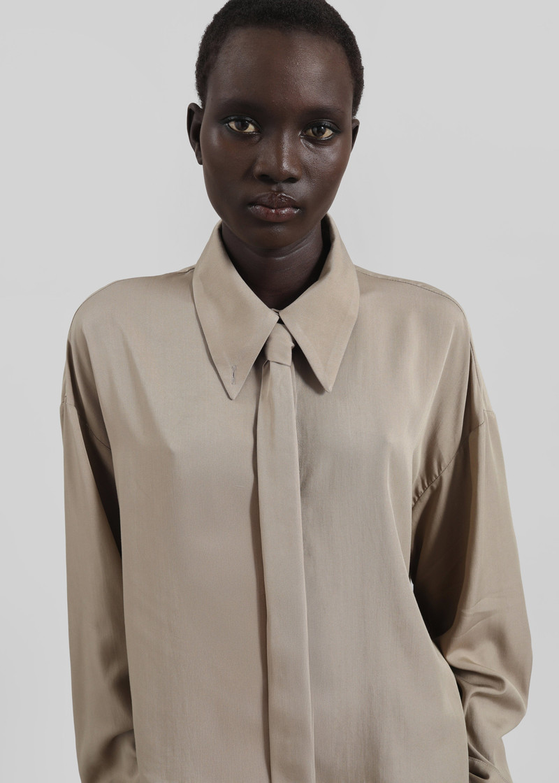 Silvan Neck Tie Shirt - Taupe 5