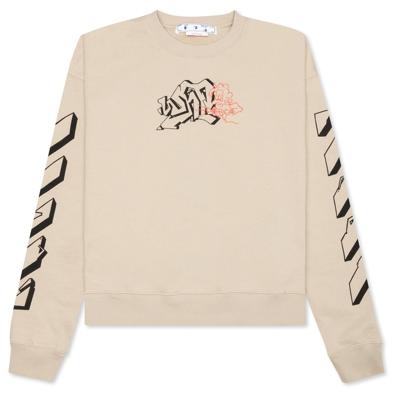 OFF-WHITE C/O VIRGIL ABLOH GRAF OUTLINE OVER CREWNECK - DARK SAND 1