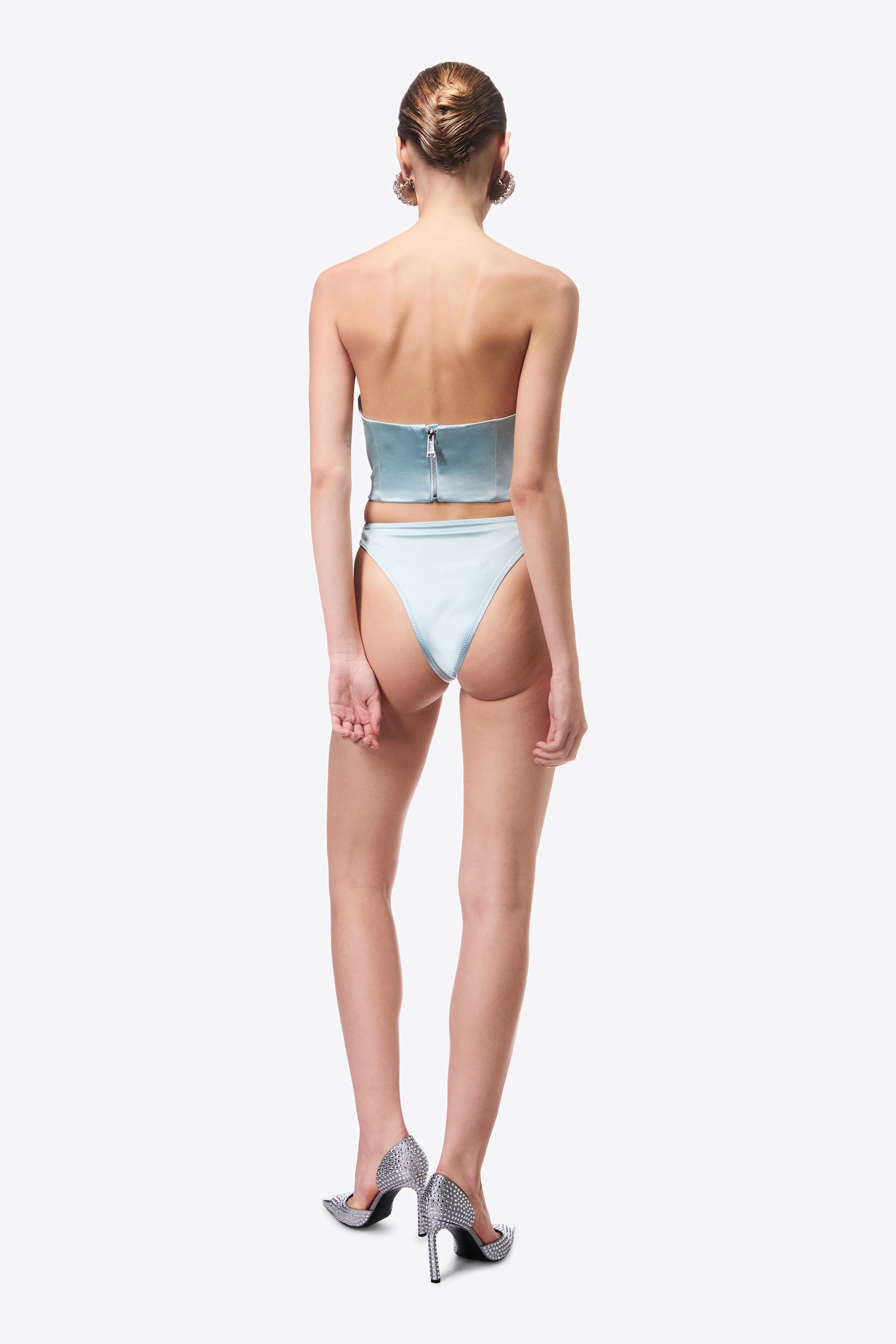 EMBROIDERED CRYSTAL CUP DRAPED BUSTIER - 5