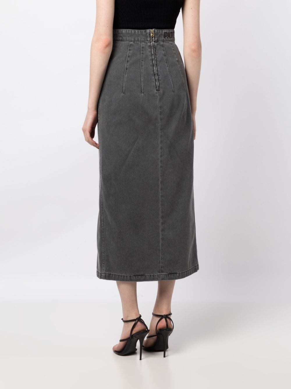 medallion-embellished denim midi skirt - 4