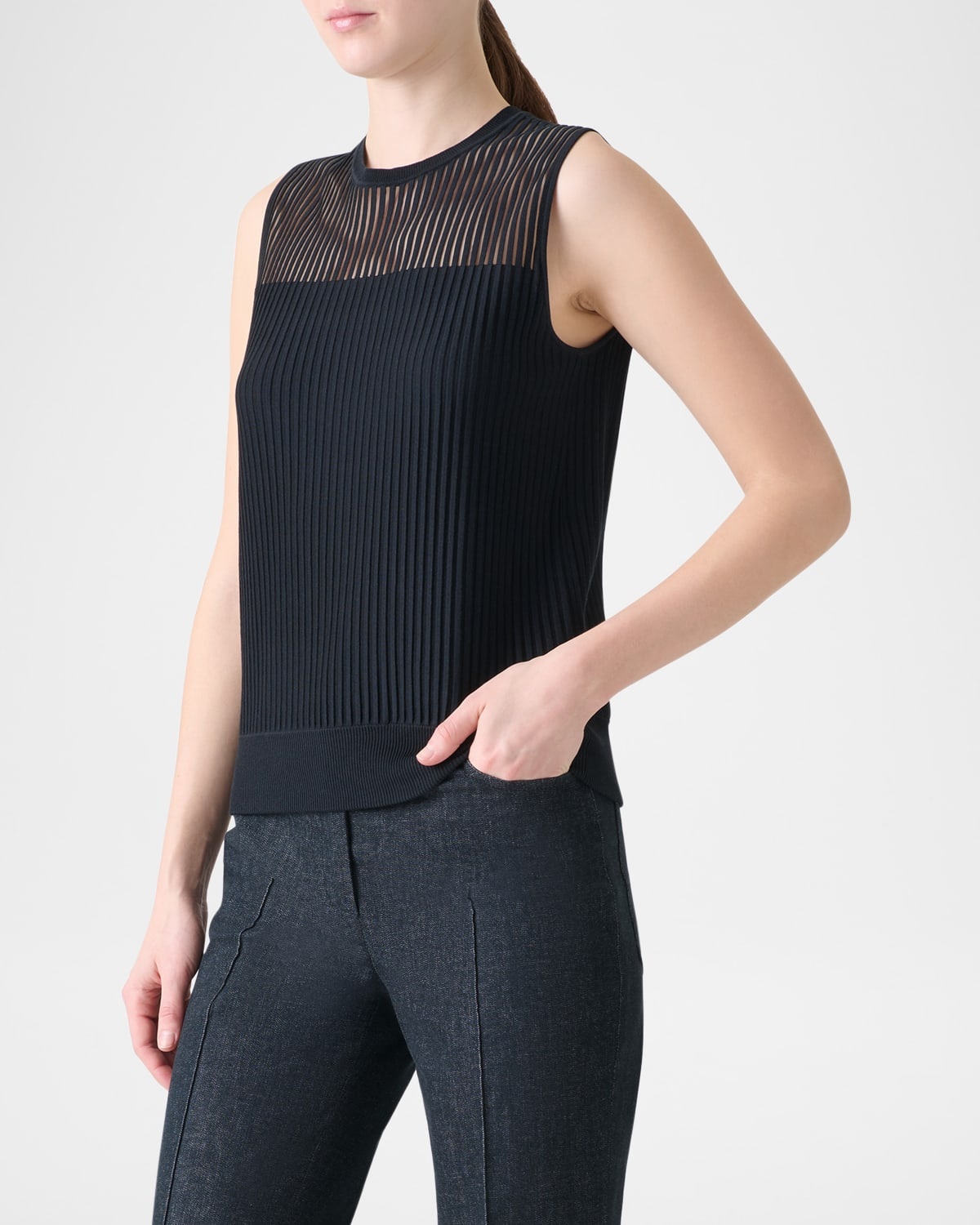 Sleeveless Cotton-Silk Sweater - 4