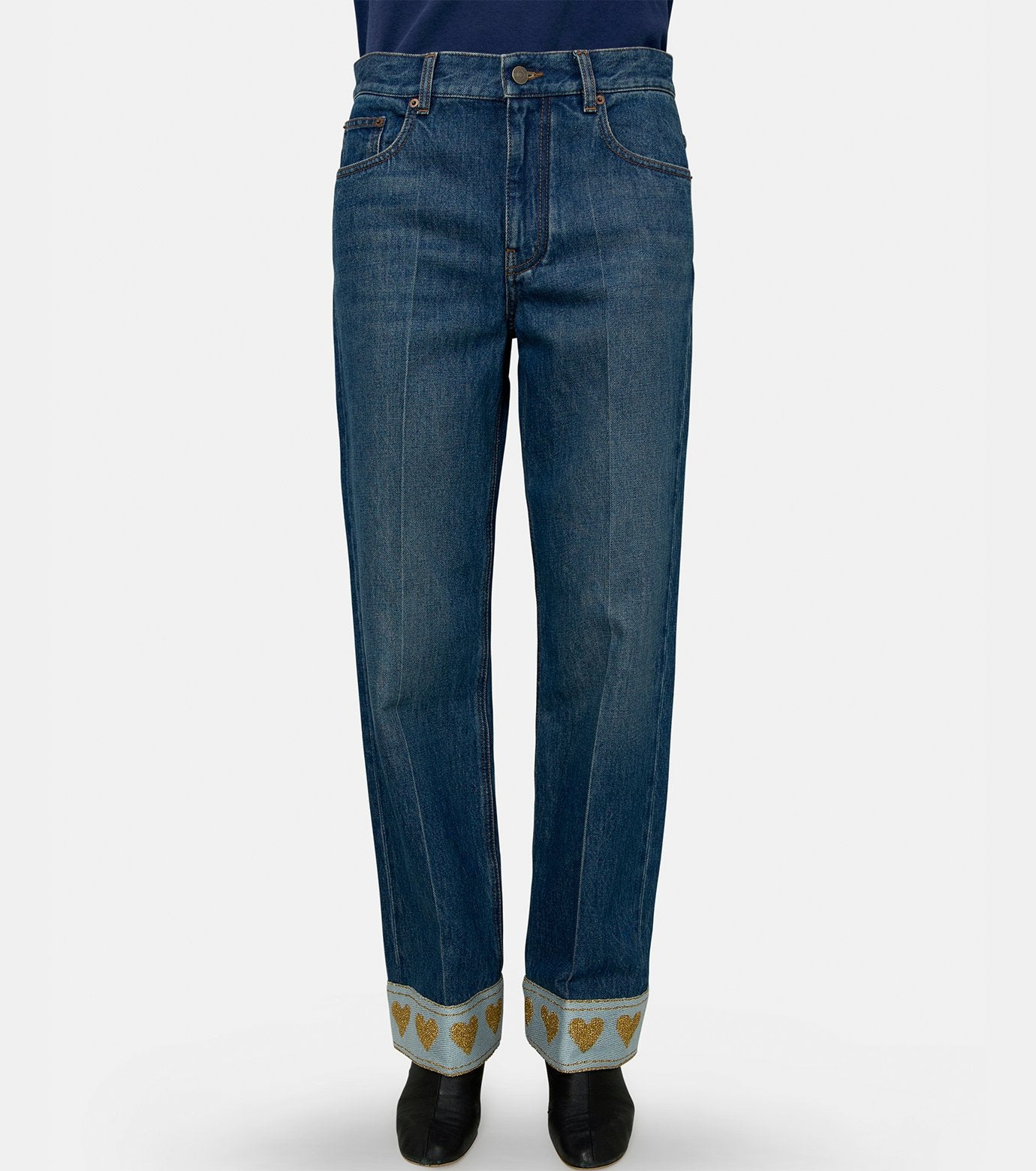 Denim Solid w/Heart Jacquard - 2