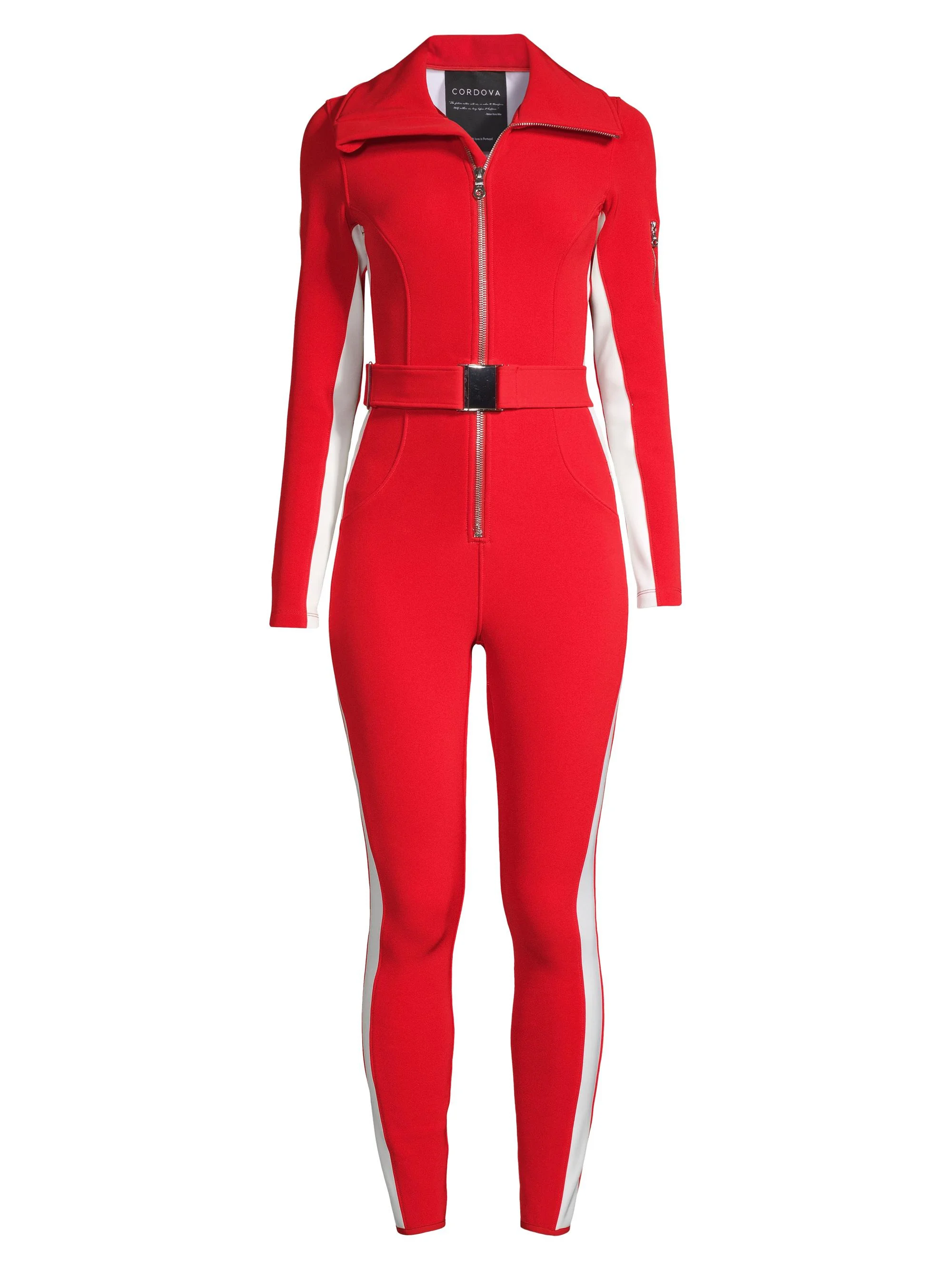 Women's Signature Belted Ski Jumpsuit - Fiery Red - 1