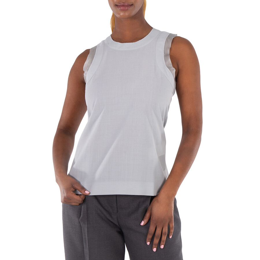 Sacai Ladies L / Gray Zipped-Back Round-Neck Tank Top - 1