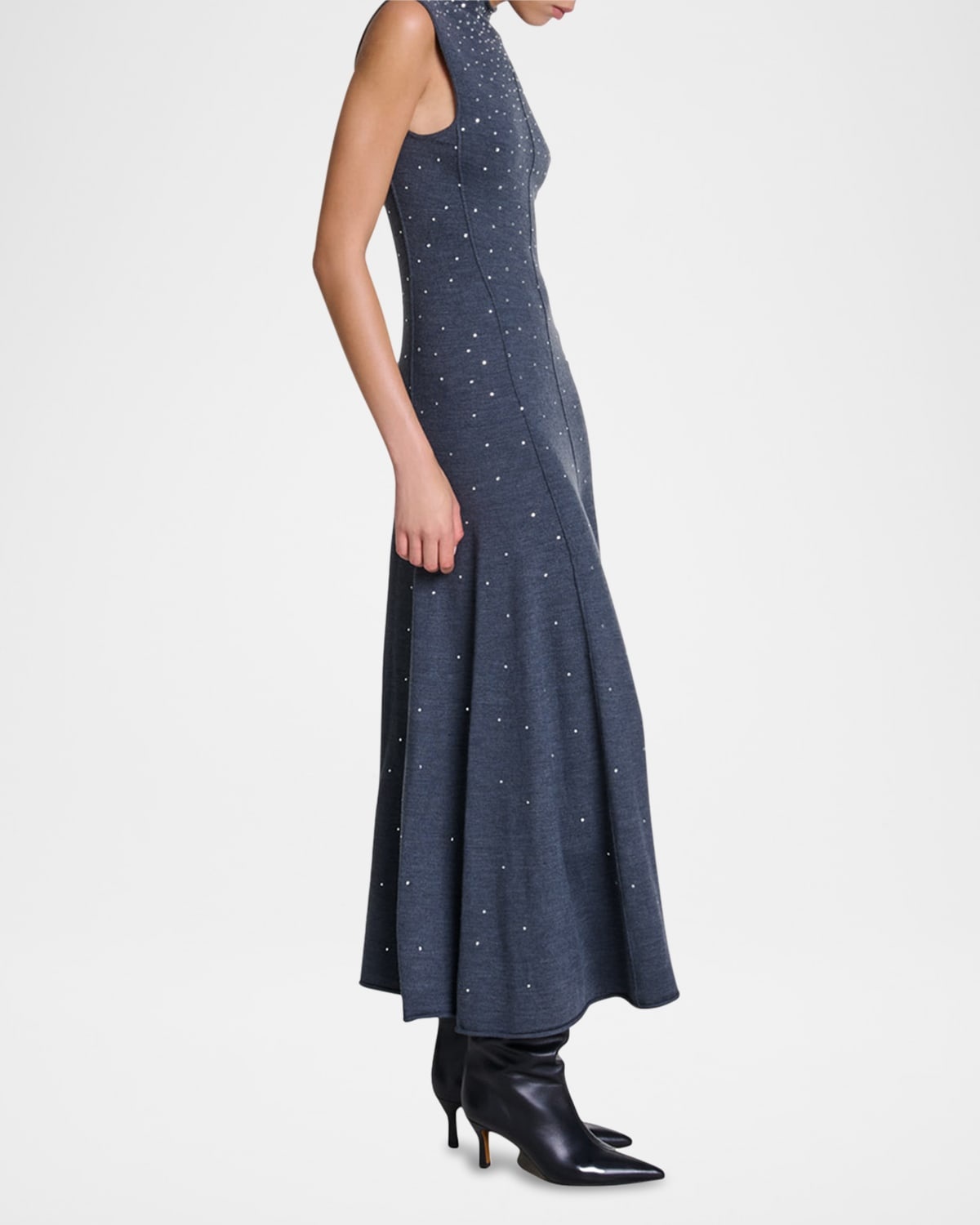 Ristrassy Embellished Knit Midi Dress - 5