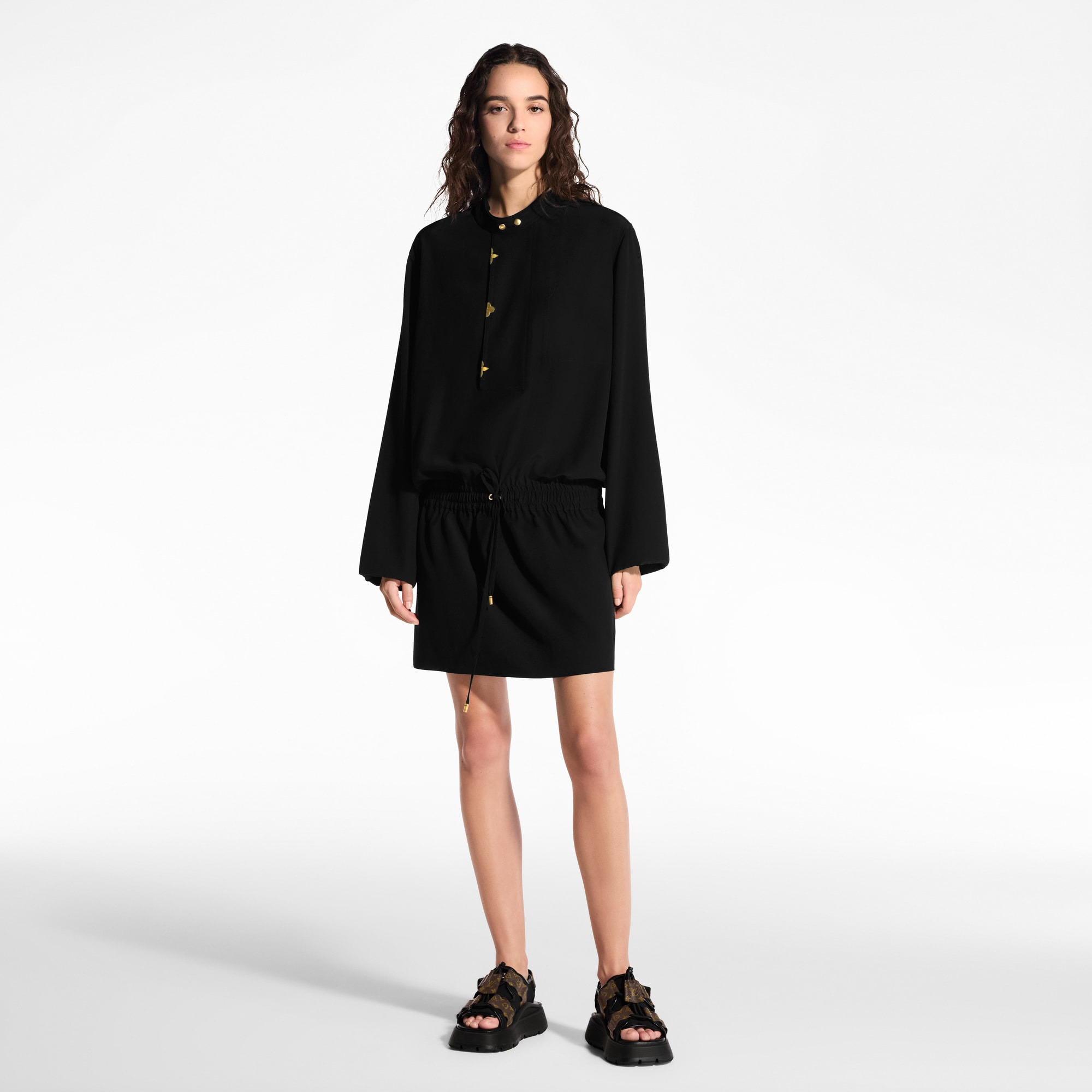 Long-Sleeved Lavallière Dress - 4