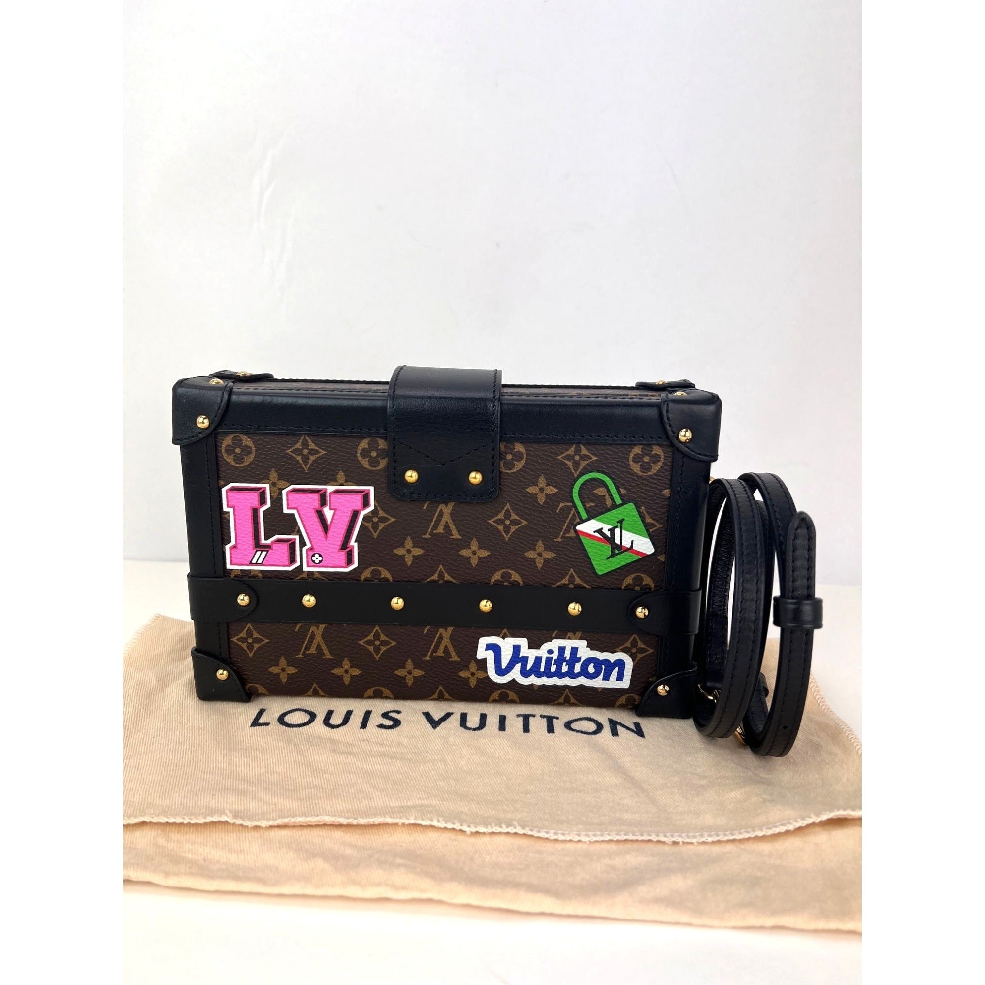 Louis Vuitton Petite Malle Patches Monogram Crossbody Clutch Bag Limited Edition RARE - 2