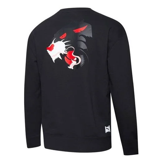 PUMA Fierce Back Printing Sports Round Neck Pullover Black 579096-01 - 1