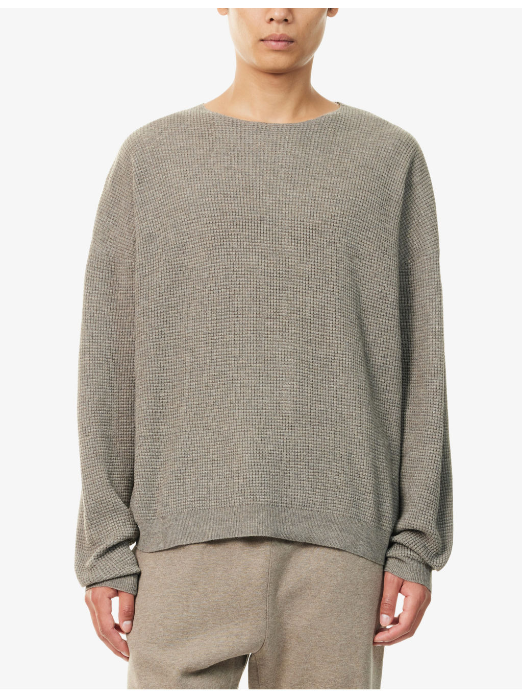 Long-Sleeve Logo-Embroidered Waffle-Knit Jumper - 3