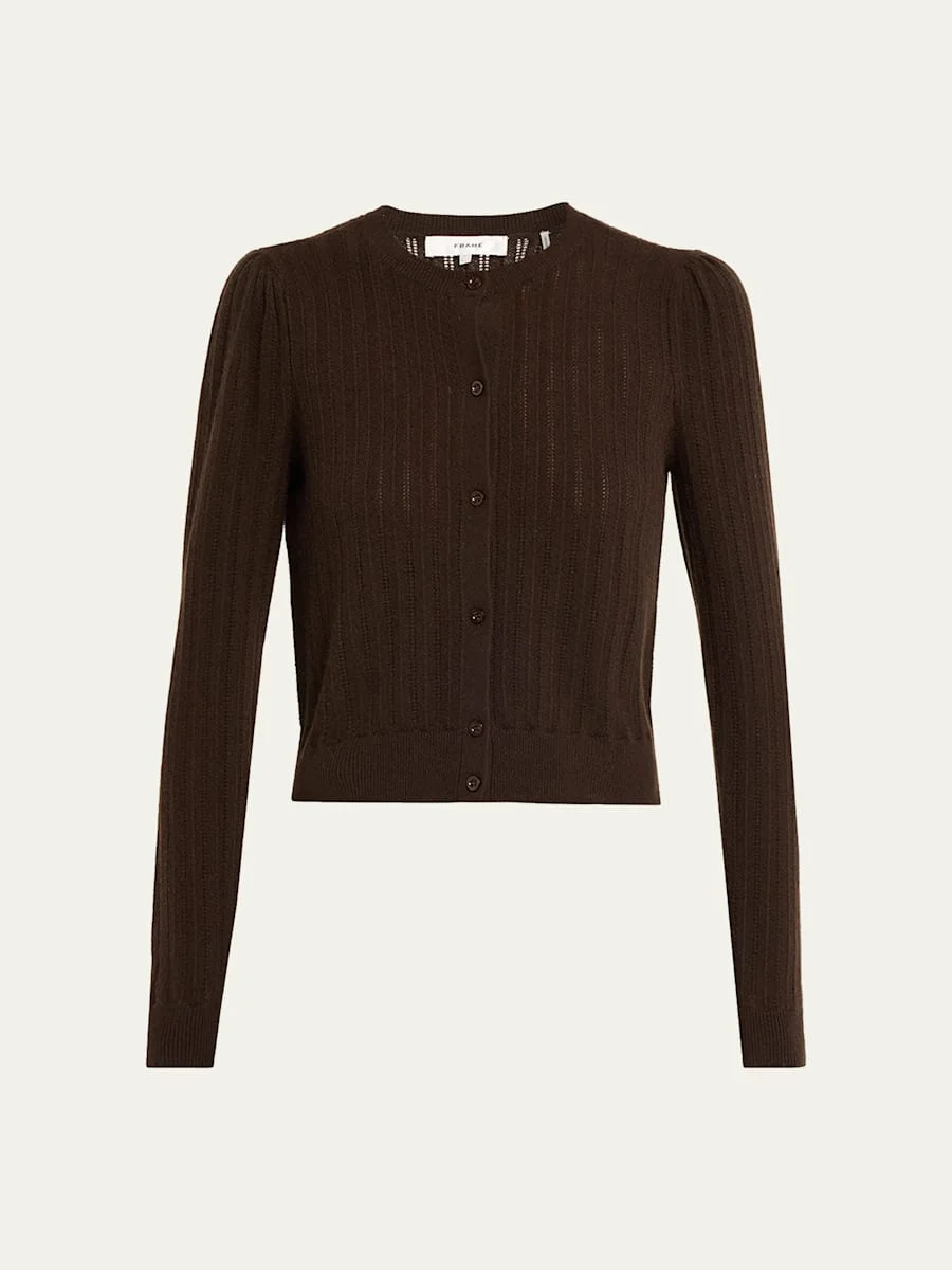 The Ladder Pointelle Cashmere Cardigan - 1