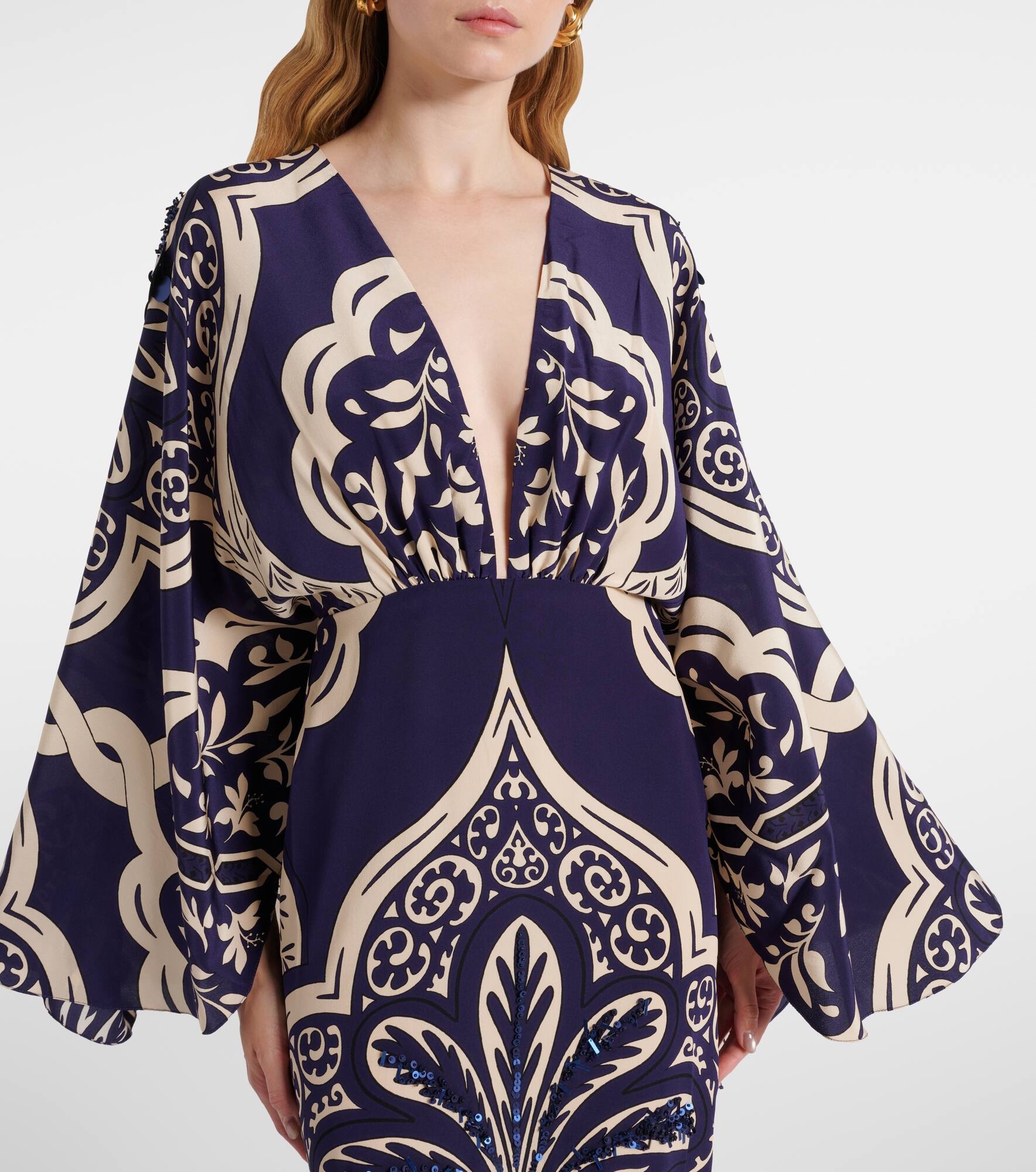 Sequined printed silk maxi dress - 4