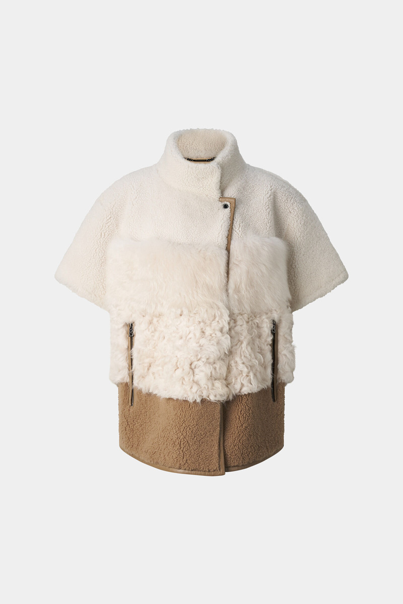 Lexy Lambskin Jacket in Cream/Brown 1