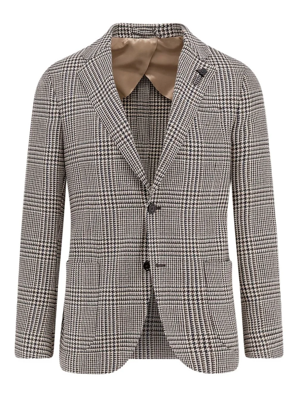 checked single-breasted blazer - 1