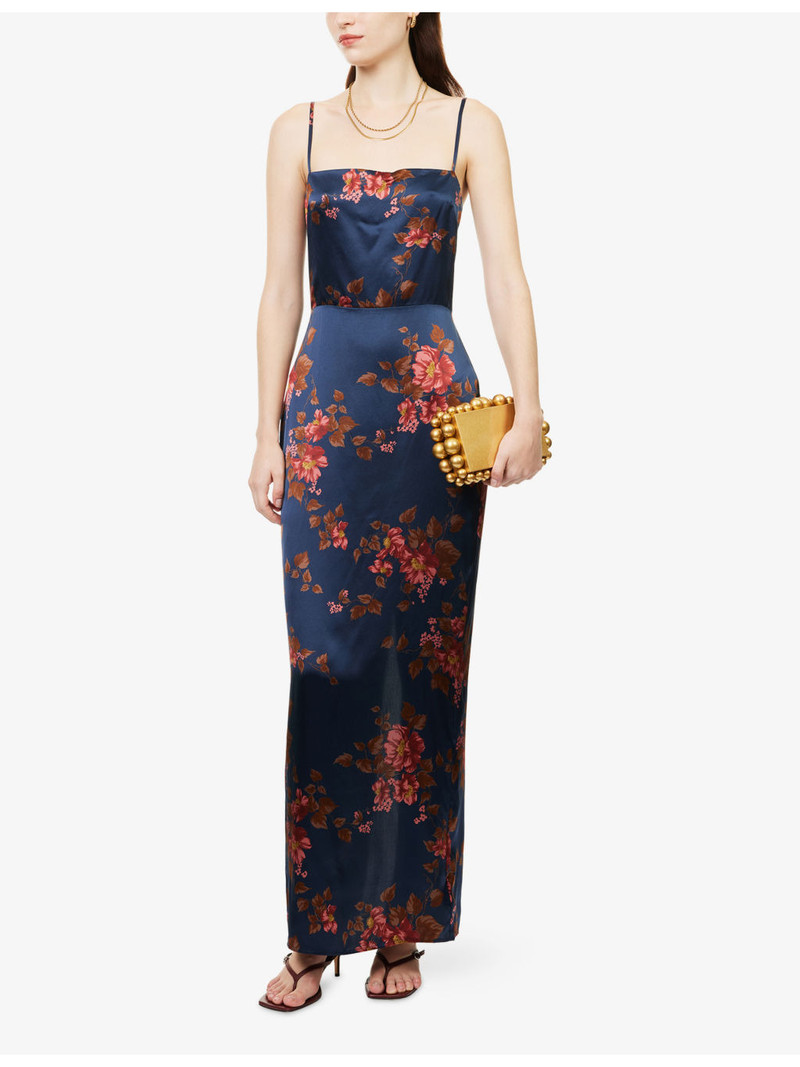 Reformation Frankie Floral Silk Midi Dress outlook