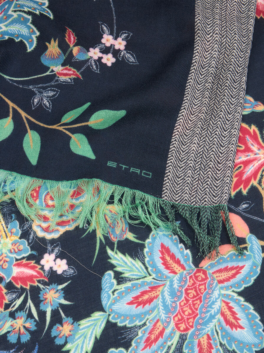 WOOL SCARF WITH PEACOCKS - 3