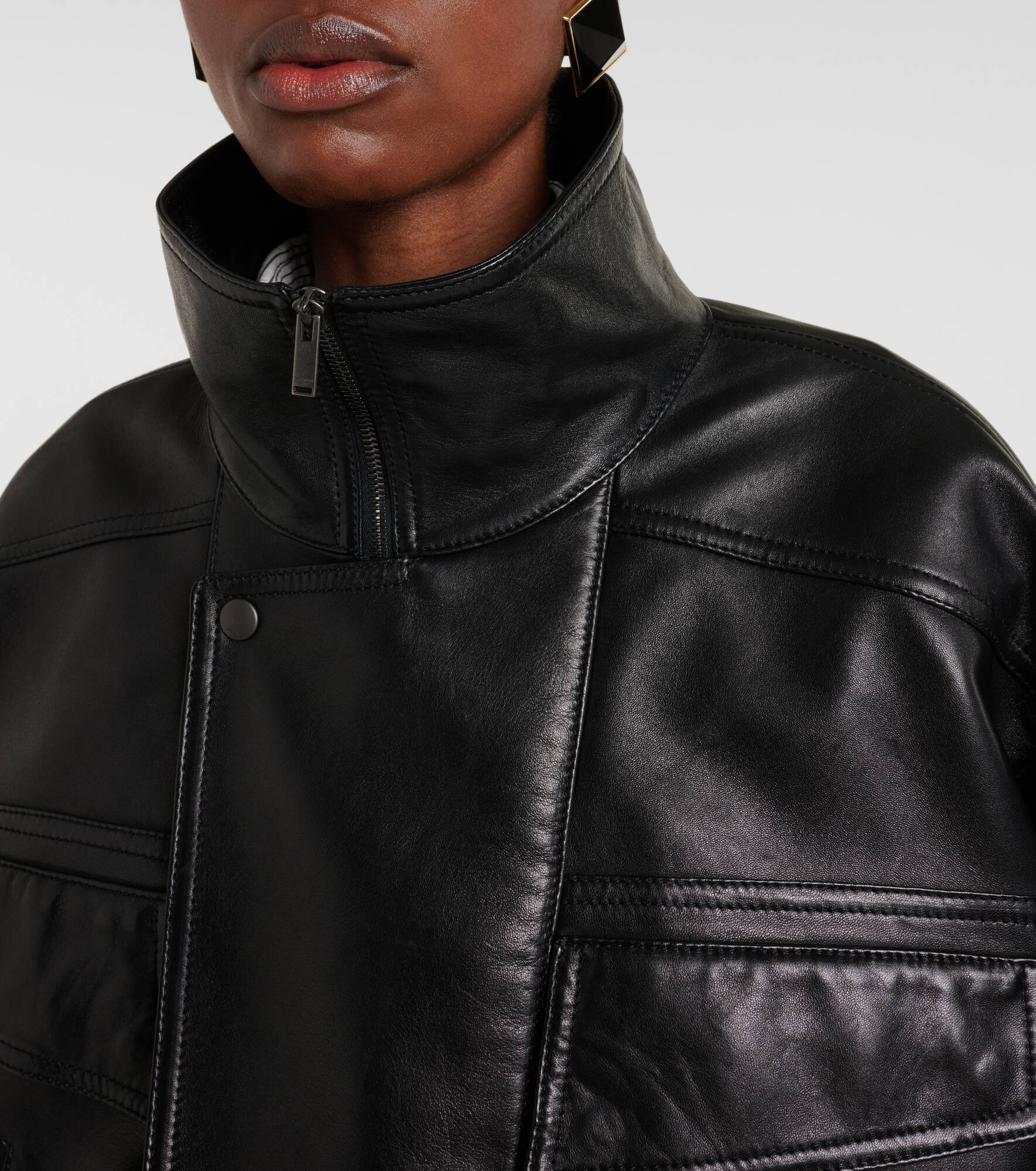 Leather bomber jacket - 4