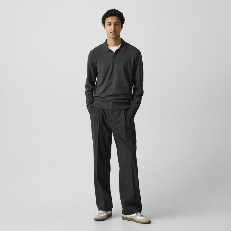 Theory Goris Long-Sleeve Polo Shirt in Light Bilen outlook
