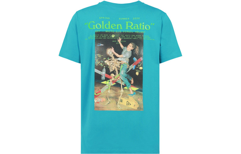 Off-White Men's Off-White C/O Virgil Abloh Skeleton Character Printing Short Sleeve Ordinary Version Blue T-Sh outlook