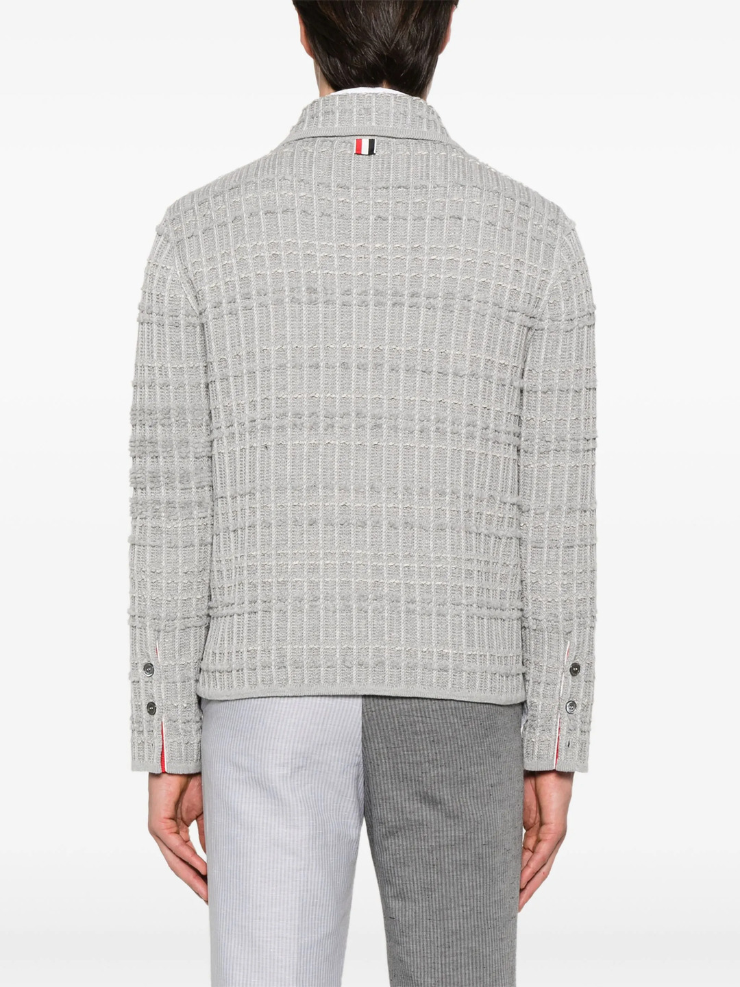 Seersucker Knit Tweed Jacquard 4-Bar Cardigan Men - 4