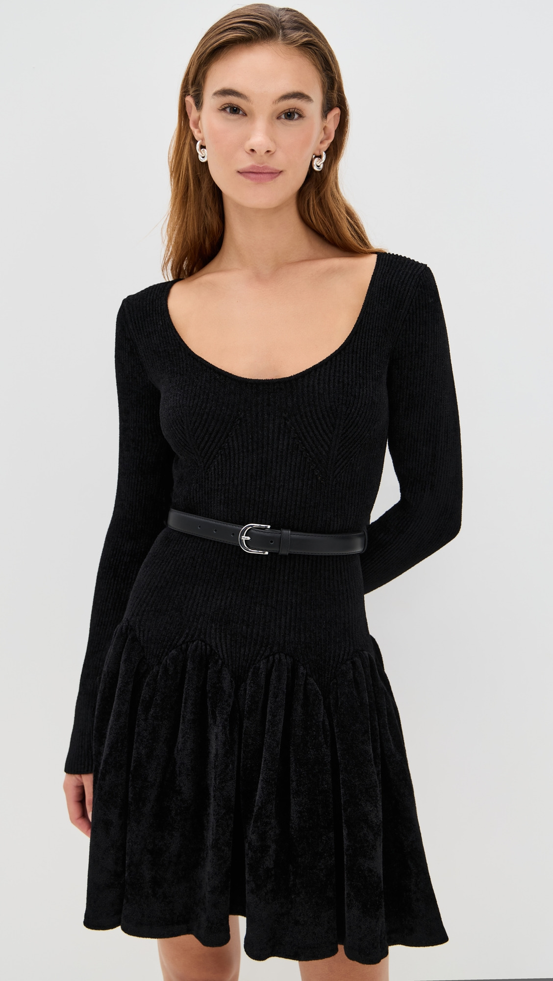 Black Chenille Knit Mini Dress - 6