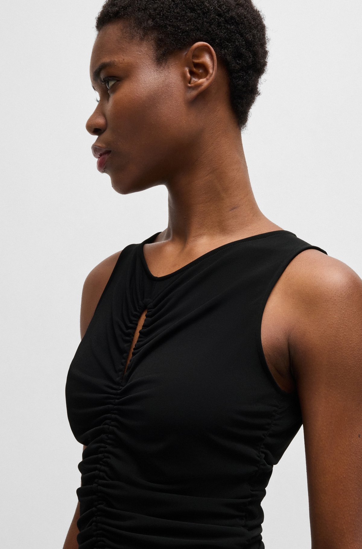 JERSEY DRESS WITH GATHERING AND CUT-OUT DETAIL - 4