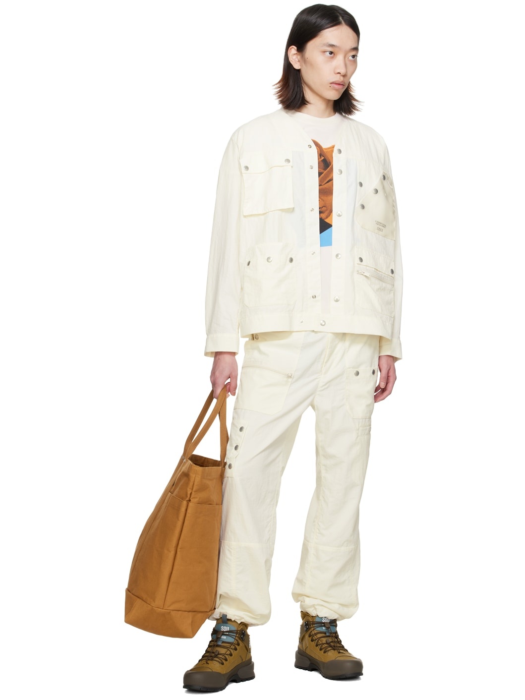 Off-White Crinkled Cargo Pants - 4