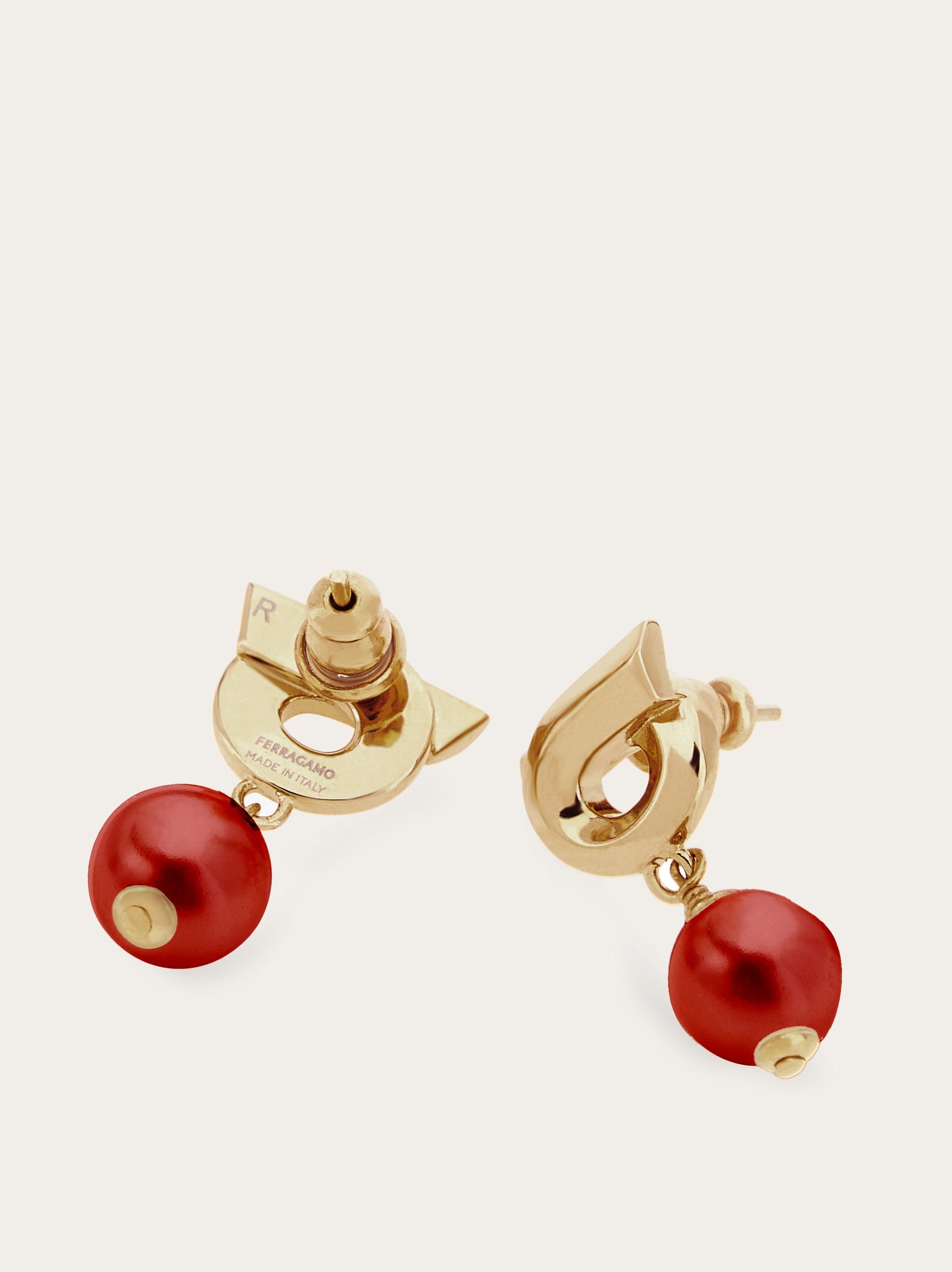 Gancini earrings with glass pearl - 2
