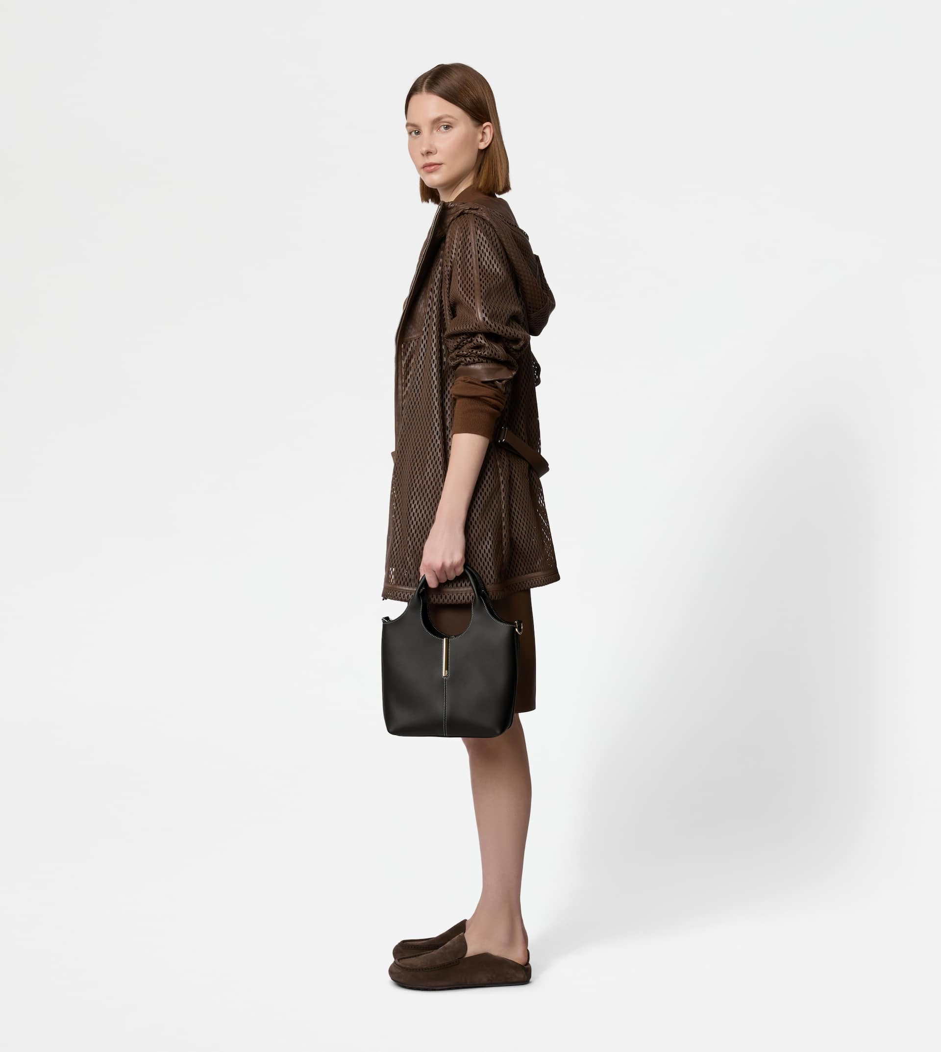 TOTE SHOPPING BAG IN LEATHER MINI - BLACK - 7