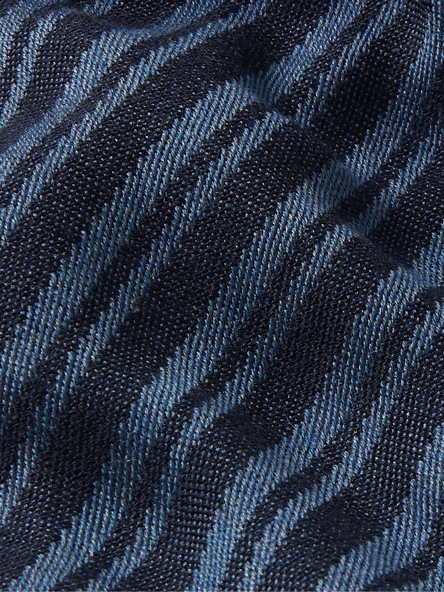 Fringed Striped Herringbone Cashmere and Silk-Blend Scarf - 3