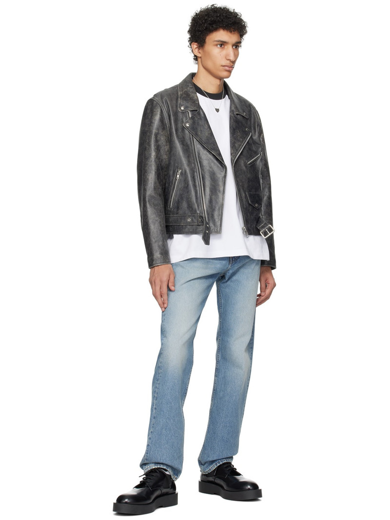 SUNFLOWER Black Cracked Leather Jacket outlook